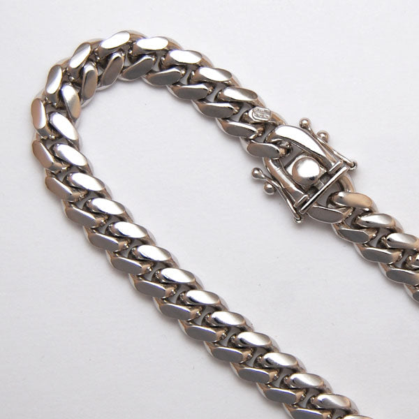 Sterling Silver Round Curb 7.4mm (Rhodium)