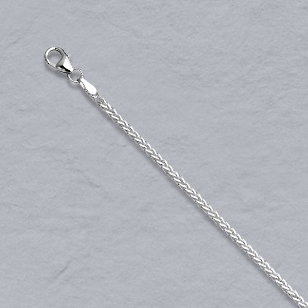 Sterling Silver Diamond Cut Square Wheat 1.5mm