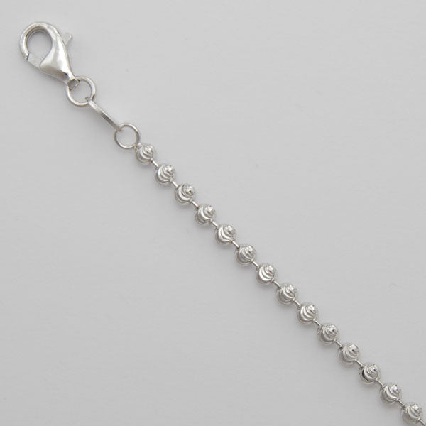 Sterling Silver Moon Cut Bead 3.0mm (Rhodium)