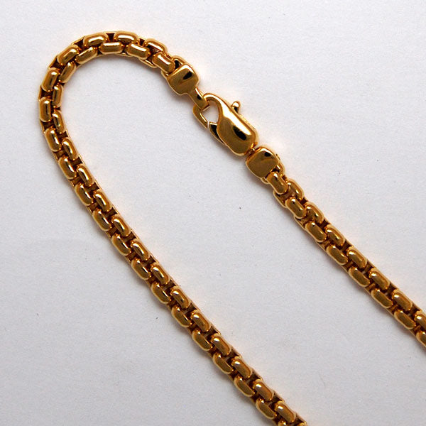 18K Yellow Gold Round Box 4.0mm, Swivel Clasp