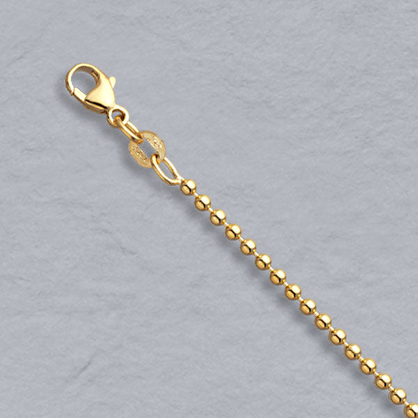 18K Yellow Gold Bead Chain 2.2mm