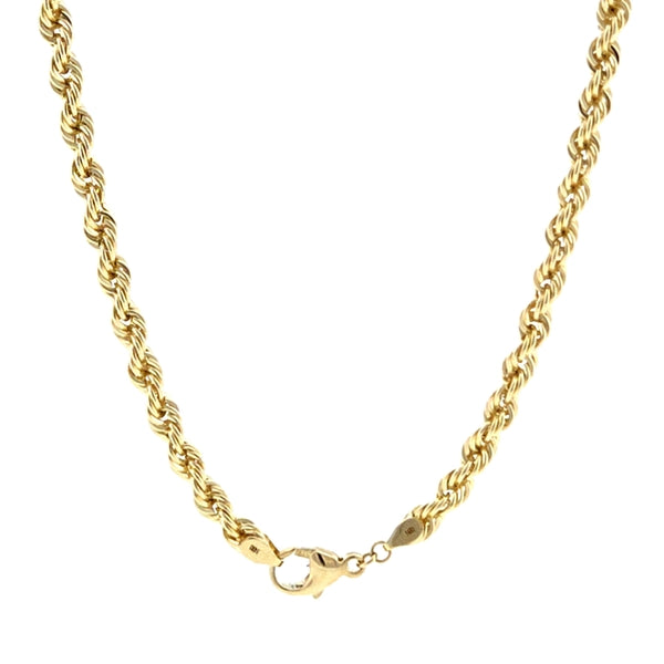 14K Yellow Gold Solid Rope 4.0mm ( Now Stocked With A Lobster Clasp )