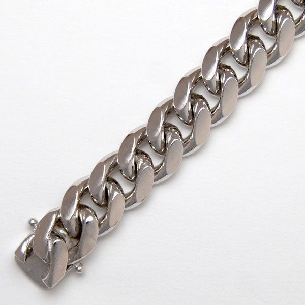 Sterling Silver Round Curb 10.2mm (Rhodium)