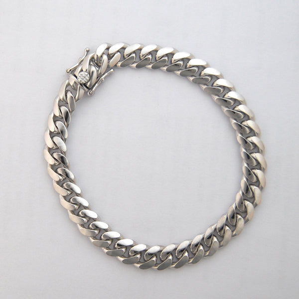 Sterling Silver Round Curb 8.5mm (Rhodium)