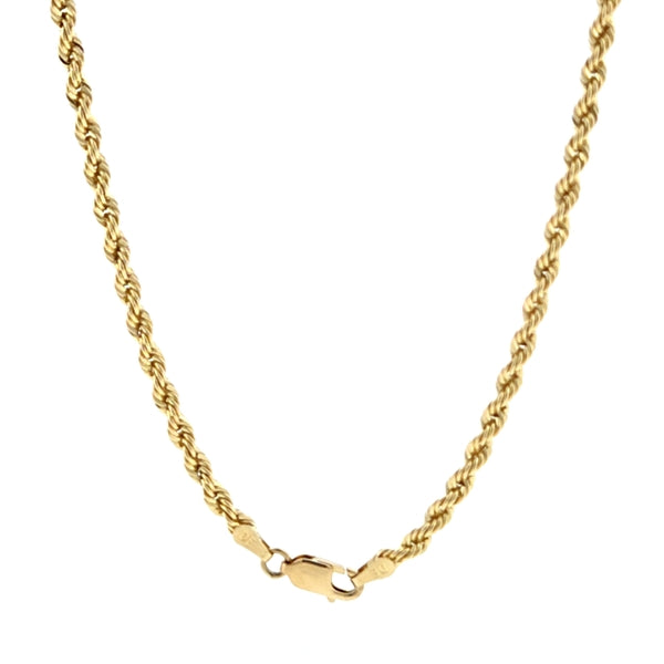 14K Yellow Gold Solid Rope 3.0mm ( Now Stocked With A Lobster Clasp )
