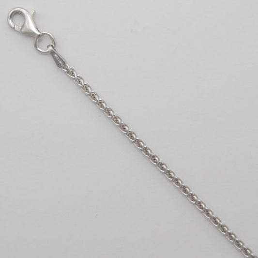 Sterling Silver Round Wheat 1.7mm (Rhodium)