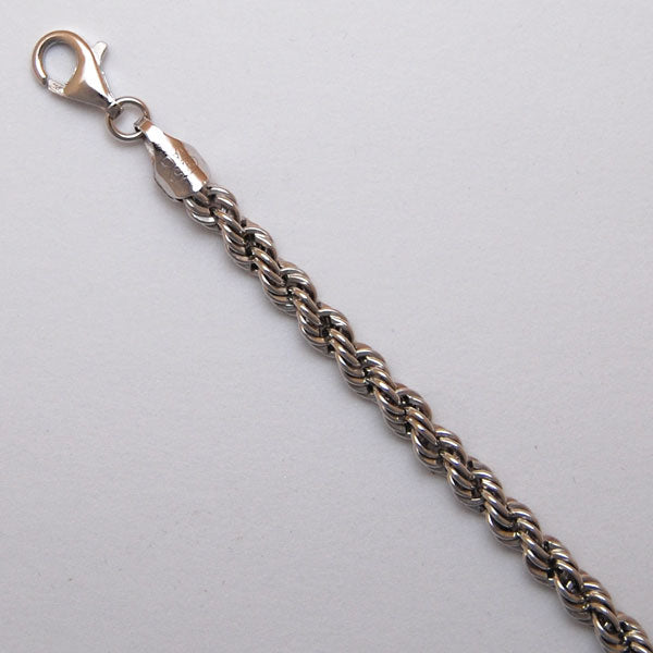 Sterling Silver Laser Rope 4.5mm (Rhodium)