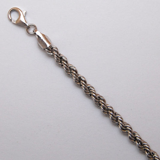 Sterling Silver Laser Rope 4.5mm (Rhodium)