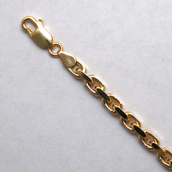 14Kt Yellow Gold Diamond Cut Cable 3.5mm