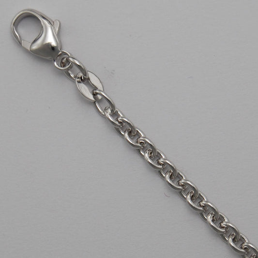 Sterling Silver Round Cable 3.0mm (Rhodium)