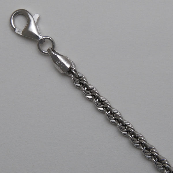 Sterling Silver Laser Rope 3.2mm (Rhodium)