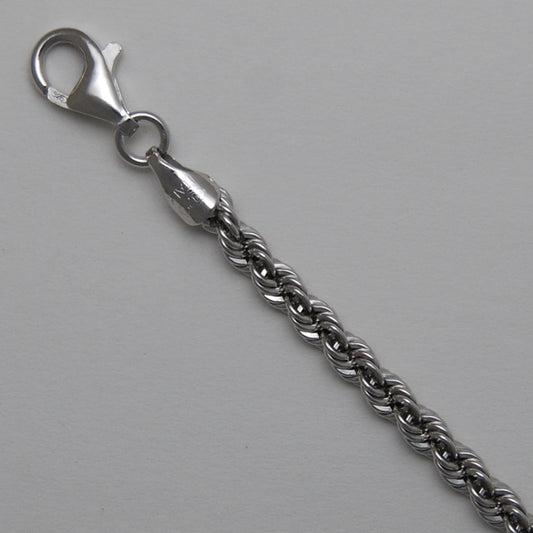 Sterling Silver Laser Rope 3.2mm (Rhodium)