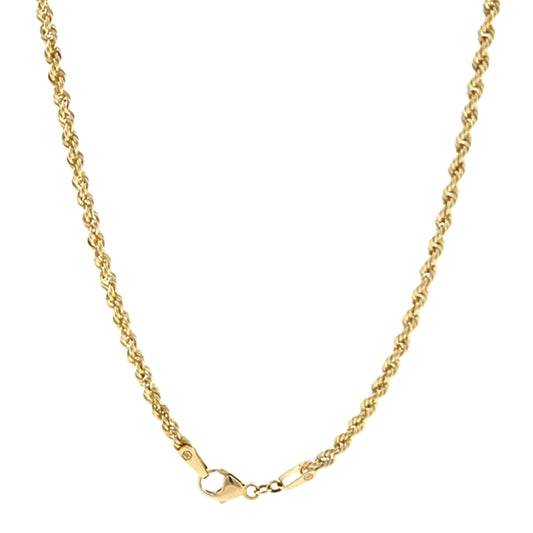 14K Yellow Gold Solid Rope 2.3mm ( Now Stocked With A Lobster Clasp )