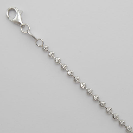 Sterling Silver Moon Cut Bead 3.0mm (Rhodium)