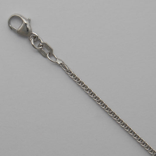 Sterling Silver Round Wheat 1.1mm (Rhodium)