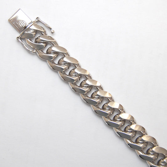 Sterling Silver Round Curb 12.4mm (Rhodium)