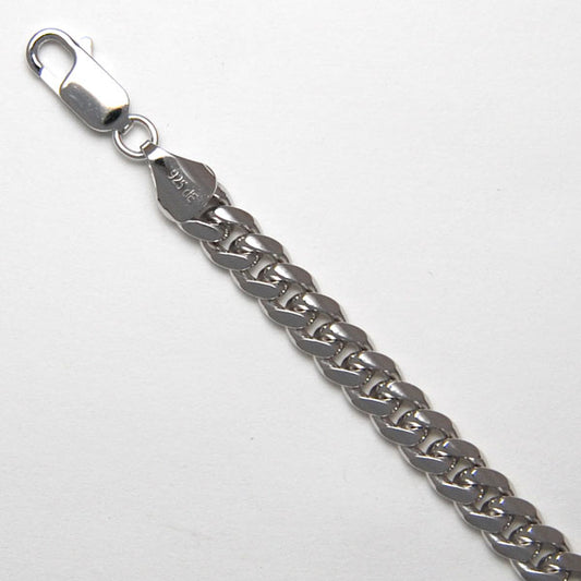 Sterling Silver Round Curb 6.1mm (Rhodium)