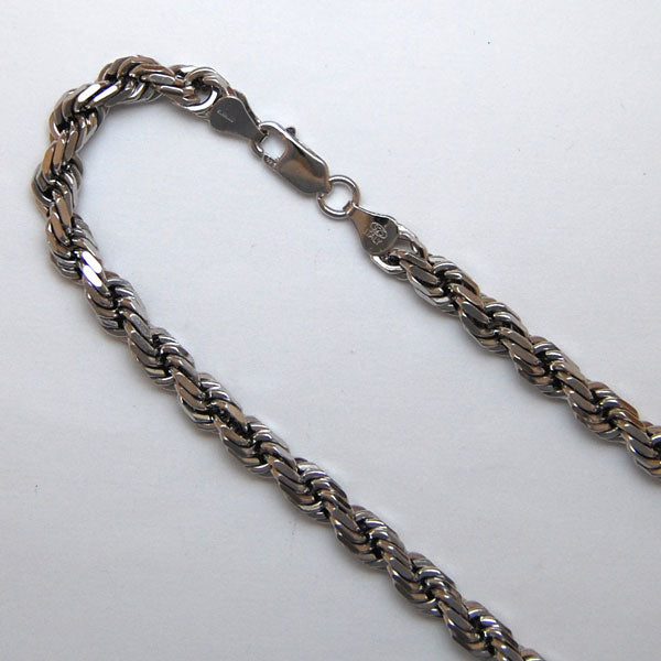 Sterling Silver DC Laser Rope 6.1mm (Rhodium)