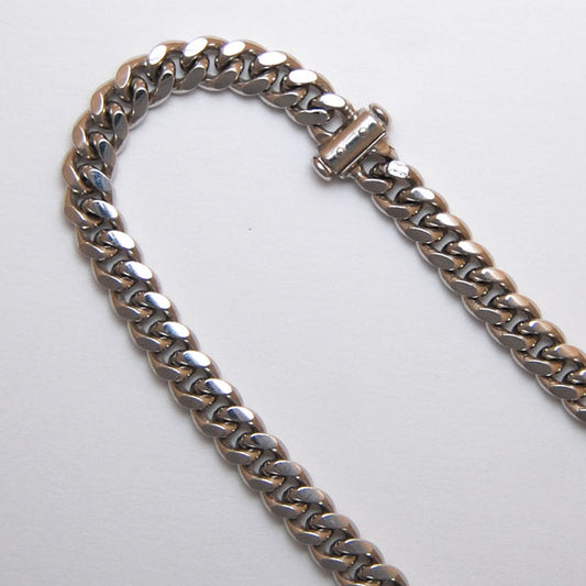 Sterling Silver Round Curb 6.9mm (Rhodium)