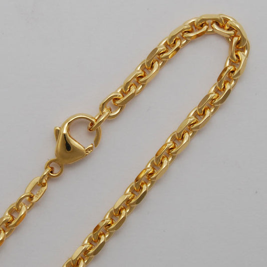18K Yellow Gold Diamond Cut Cable 3.5mm Bracelet