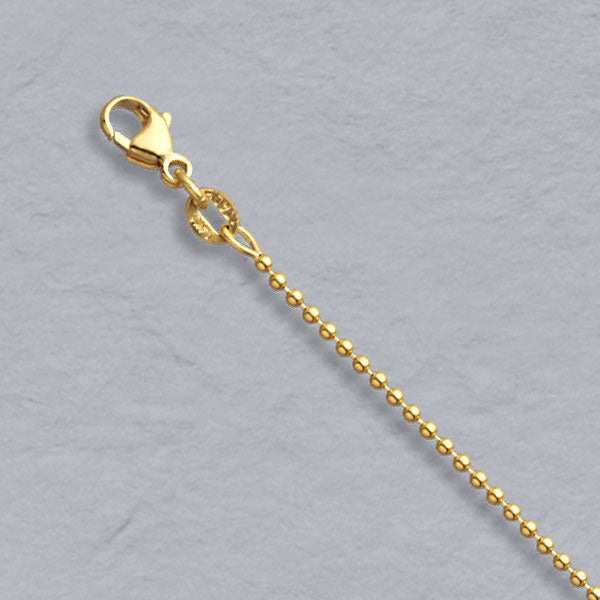 18K Yellow Gold Bead Chain 1.5mm