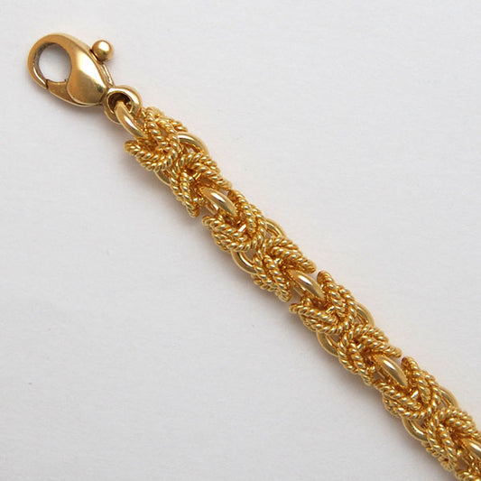 18K Yellow Gold Satin / Shiny Round Byzantine 4.8mm