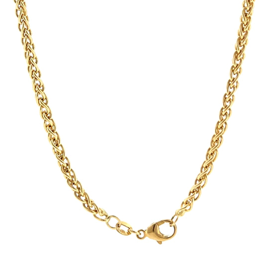 14K Yellow Gold Natural Round Wheat 3.4mm