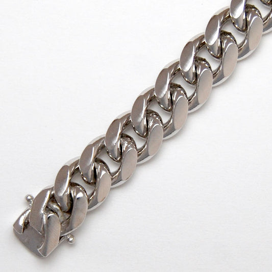 Sterling Silver Round Curb 10.2mm (Rhodium)