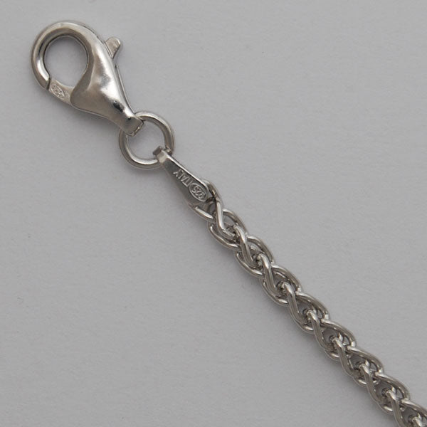 Sterling Silver 2.4mm Round Wheat (Rhodium)