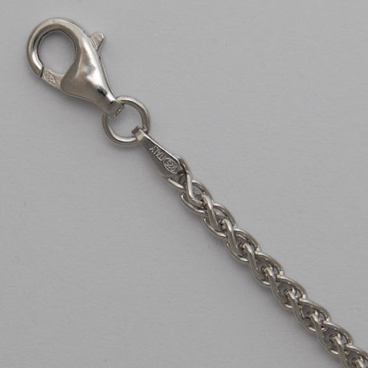 Sterling Silver 2.4mm Round Wheat (Rhodium)
