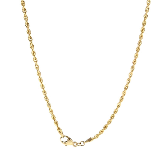14K Yellow Gold Solid Rope 1.8mm ( Now Stocked With A Lobster Clasp )