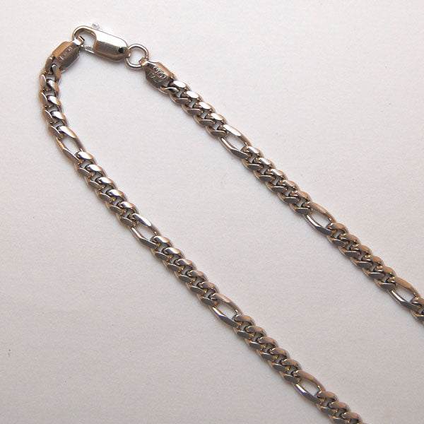 Sterling Silver Curb / Figaro 4.0mm (Rhodium)