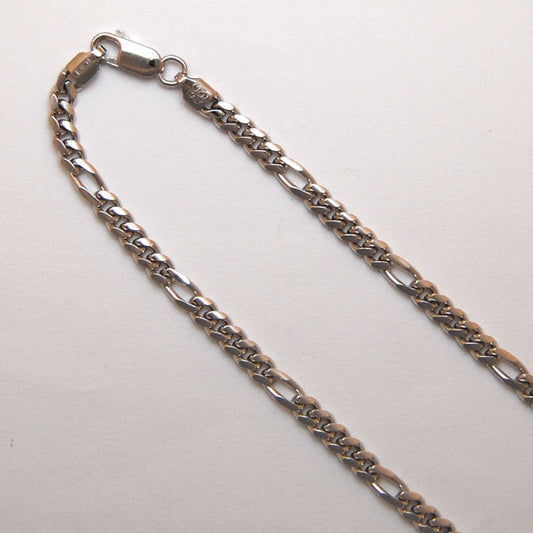 Sterling Silver Curb / Figaro 4.0mm (Rhodium)