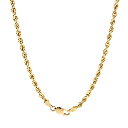 14K Yellow Gold Solid Rope 3.0mm ( Now Stocked With A Lobster Clasp )